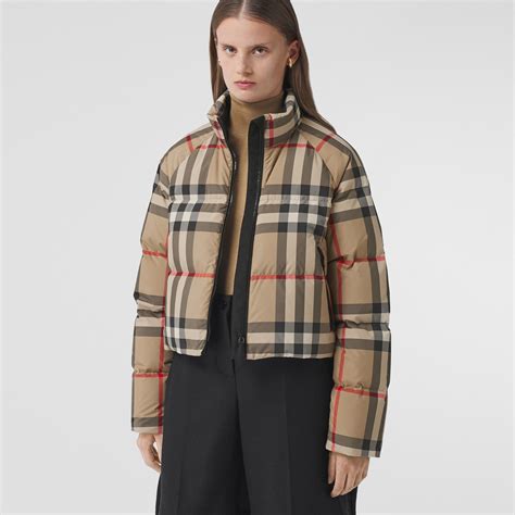 burberry check cropped puffer jacket.